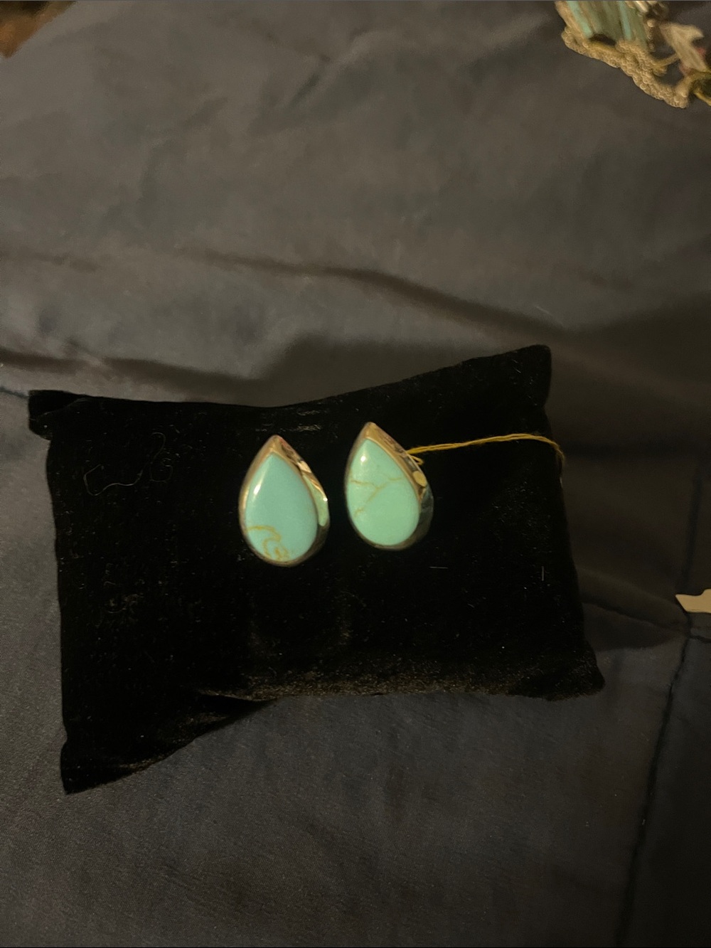 925 Silver. Teardrop Turquoise Stud Earrings - Silver 925